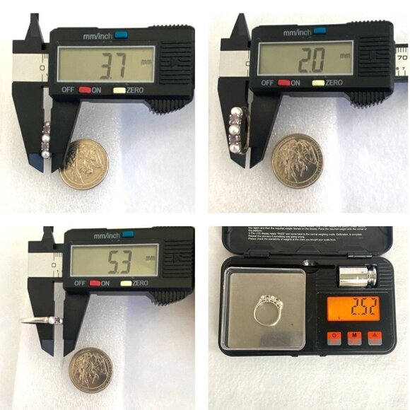 Sterling Silver 925 Multi Gemstone Round Amethyst Genuine Pearl Band Ring Sz 7 - Picture 11 of 16